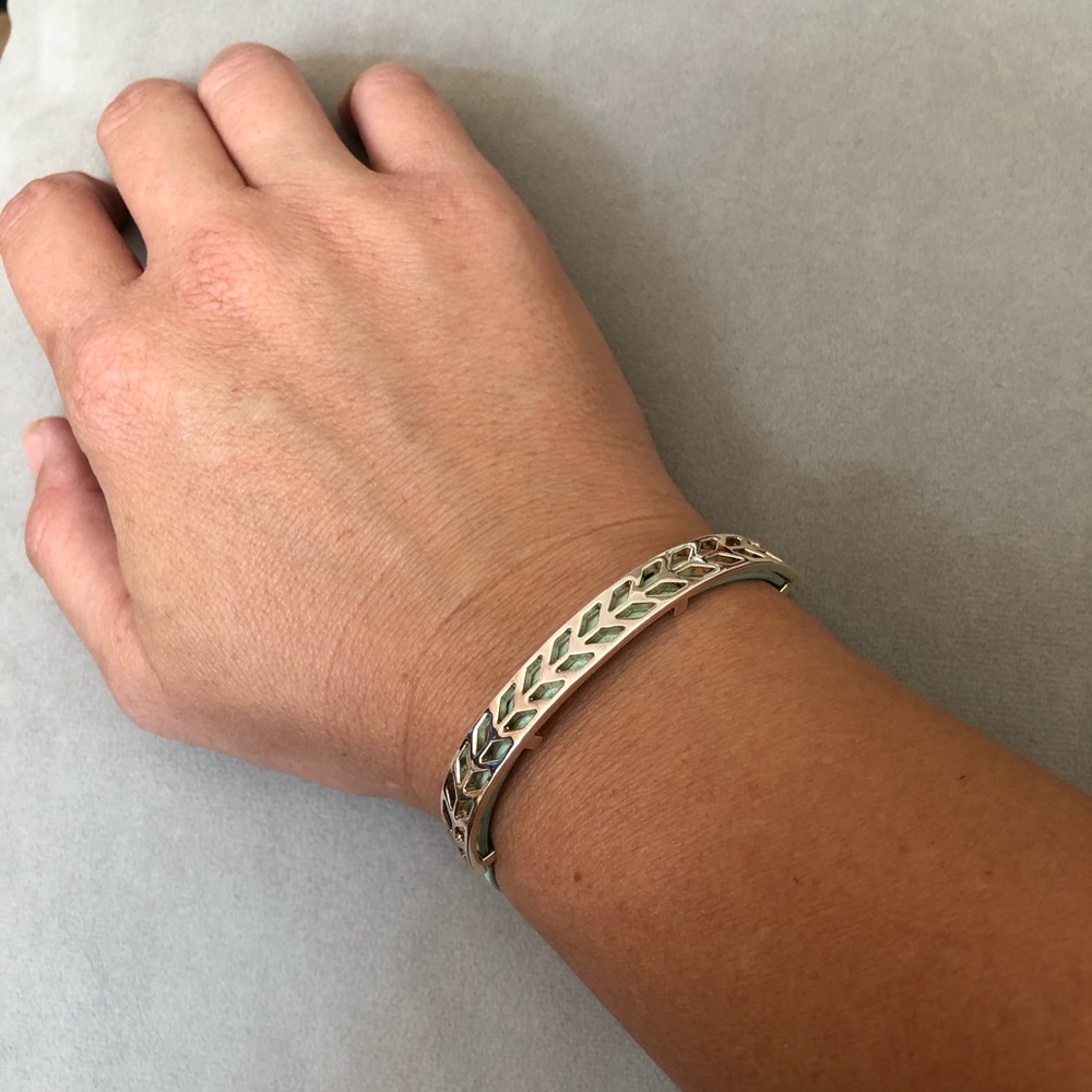 Stella & Dot mint leather and silver bracelet